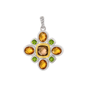 David Yurman multi colored pendant in 18k & sterling silver