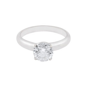 GIA Certified Round Diamond 1.16 Carats (F Color, VS2 Clarity) ring set in 18k white gold. Size 4.5