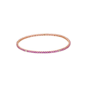 Pink sapphire & diamond bangle in 18k rose gold.