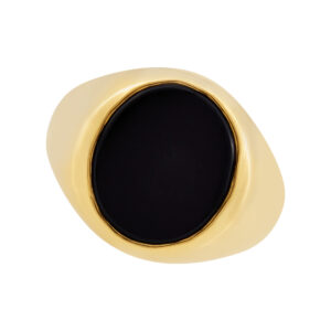 Simple & handsome Onyx great pinky ring 18k. Size 7.5.