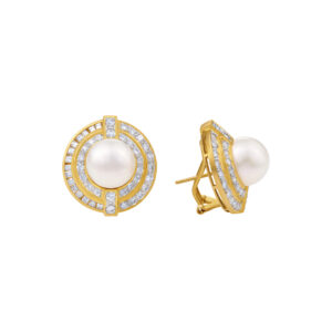 Pearl earrings with diamonds