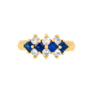 Diamond And Sapphire Ring In 14k Yellow Gold