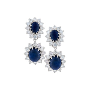 Diamond and Cabochon Sapphire earrings in 18k white gold