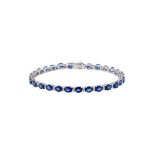 Line bracelet of blue sapphires in 18k white gold