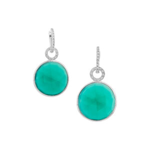 Green Agate drop earrings with diamonds in 18K white gold