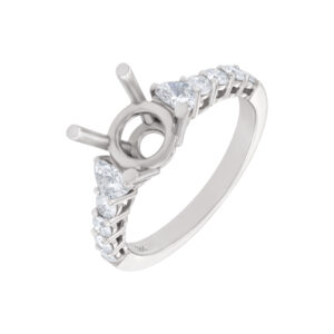 18k White Gold Setting with Round And Heart Diamonds