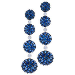 Sapphires/Diamonds earrings set in 18K white gold