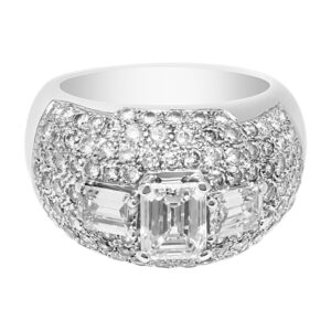 GIA certified Ball of fire pave diamond dome ring in 18k white gold