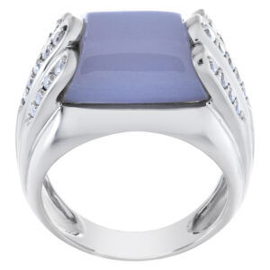 Purple chalcedony and diamond ring in 18k white gold