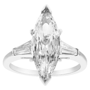 GIA Certified Marquise diamond ring in platinum setting (1.81 cts, D, VS2)