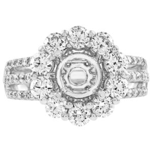 Romantic diamond ring set in 18K white gold with 1.66 carats in white diamonds