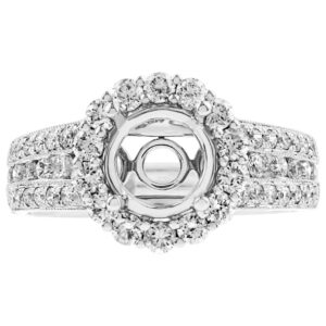 Ring setting in 18K white gold & diamonds. 1.04 carats in diamonds. Size 7