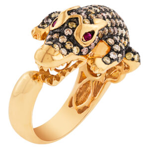 18K pink gold ring with crocodile/alligator detail