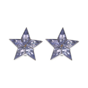 Charming invisible blue star sapphires studs in 18K white gold.