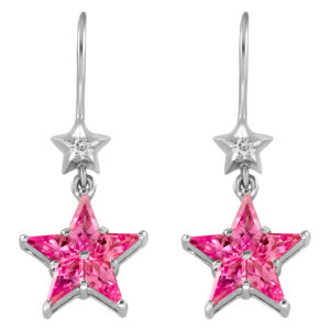 Pink star sapphires earrings in 18K white gold