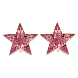 Pink sapphire star stud earrings