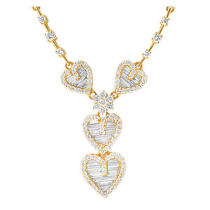 Heart diamond neacklace in 18k yellow gold