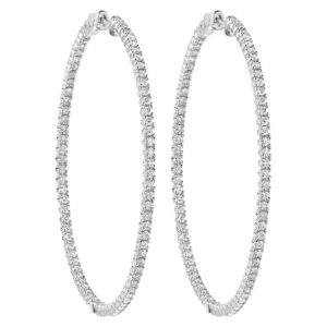 Large diamond hoops in 18k white gold