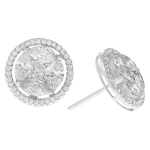 Illusion diamond studs in 18k white gold