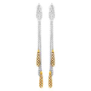 18k tri-color diamond drop earrings with diamonds