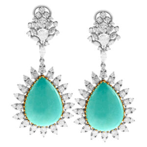 Turquoise and diamond dangling earrings