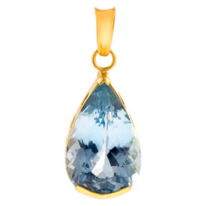 18k & Blue Topaz drop pendant