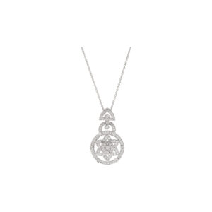 Unique 18K white gold and diamonds Star of David pendant