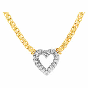 Diamond heart of love in 14k yellow gold on classy chain