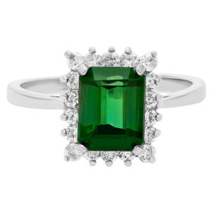 Tourmaline and Diamond ring in 14k white gold