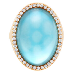 Roberto Coin Blue Topaz MOP & diamond "Cocktail" ring in 18k.  0.40cts in dia's