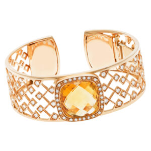 Roberto Coin bangle in 18k rose gold with citrine & diamonds