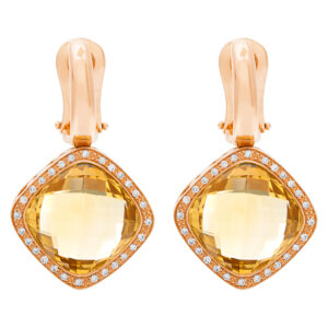 Roberto Coin Citrine & Diamonds earrings. 9.50 carats of Citrine