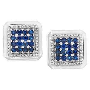 18k white gold cufflinks with diamonds and sapphire