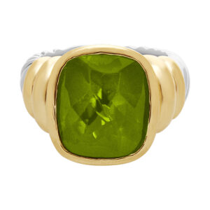 David Yurman peridot ring in 18k yellow gold and sterling silver