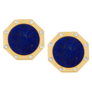 Cufflinks with diamond accents in 14k yellow gold