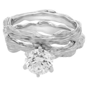 GIA certified round cut diamond ring with 1.19 carats, (J Color, Vs1 clarity) set in 18k white gold. Size 5.5