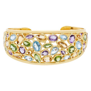 Multi Color Topaz Bangle in 14k yellow gold