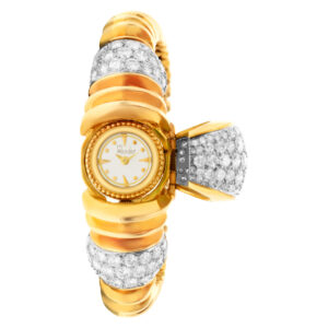 Diamond cocktail watch/bracelet with 18k yellow gold bracelet