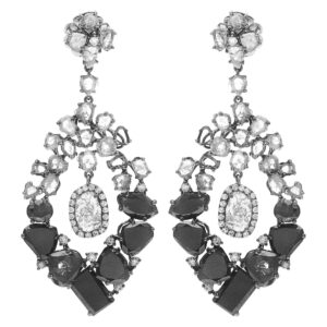 Black drop gorgeous earrings in 18k with over 8.5 carats in black diamonds