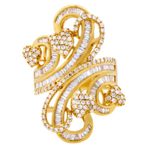 Ladies "Bow of love" diamond ring set in 18k yellow gold