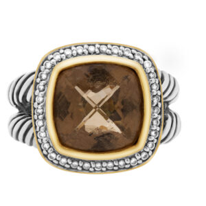 David Yurman Smoky Quartz ring in sterling silver with 18K and diamonds