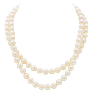 Double strand 8 mm Pearl necklace with diamonds