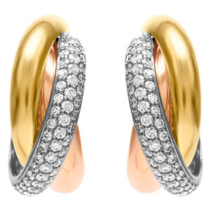 Trinity de Cartier earrings in 18k tri-color gold with diamonds