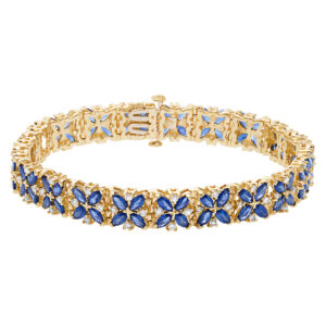 Diamond & Marquise Blue Sapphire bracelet in 14k