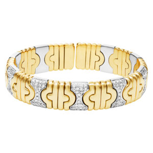 Italian geometric bangle in 18k with approx. 1.30 cts in diamonds