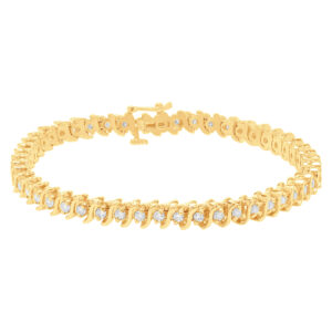 "S" link tennis bracelet in 14k with approx 2 carats in diamonds