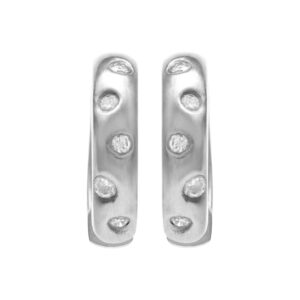 Adorable diamond Huggie earrings in 18k white gold