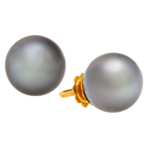 South sea pearl earrings with 11.8mm pearl in 18k