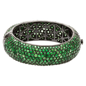 Tsavorite bangle with 32.50 carats of tsavorites set in sterling silver with PVD coating