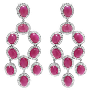 Drop diamond & ruby earrings in sterling silver